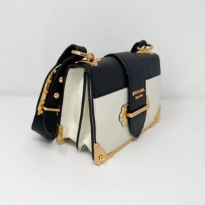 Prada Black and Cream Crossbody Bag with Gold Accents - Copy